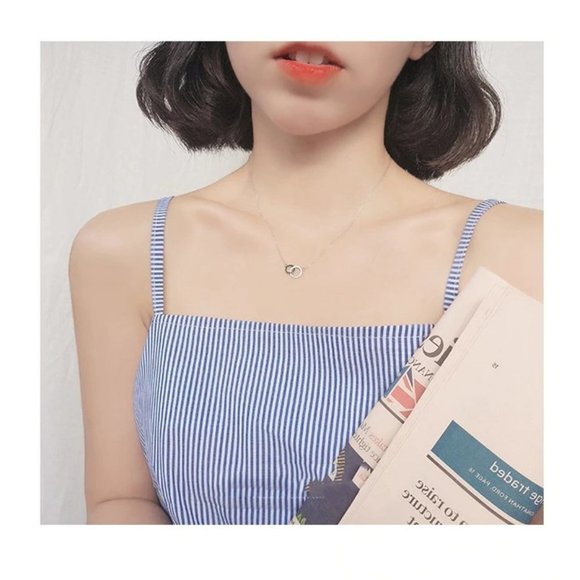 NEW 925 Sterling Silver Diamond Circle Necklace D - Picture 4 of 8